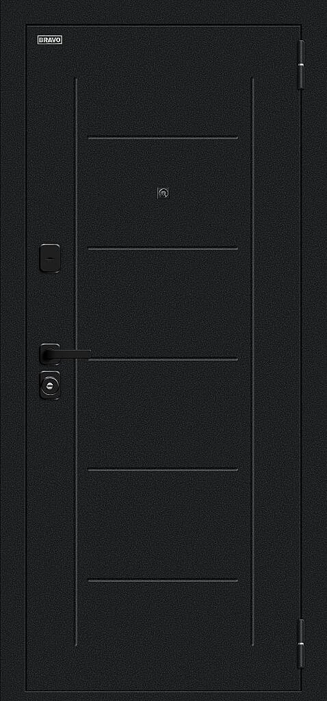 Фото Входная дверь Борн/SBlack Букле черное/Bianco Melinga BR6182 внешняя сторона