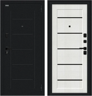 Дверь Браво Борн/SBlack Букле черное/Bianco Melinga