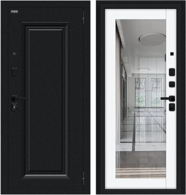 Дверь Браво Флэш МФ/SBlack Букле черное/White Silk