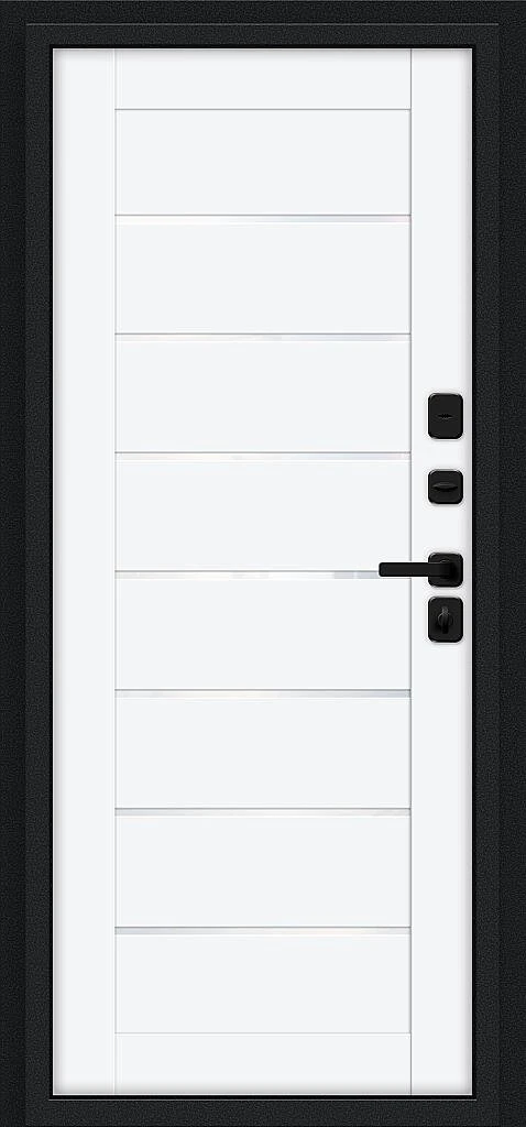 Входная дверь Thermo Техно Д2/SBlack Букле черное/White Silk BR6220 внутренняя сторона