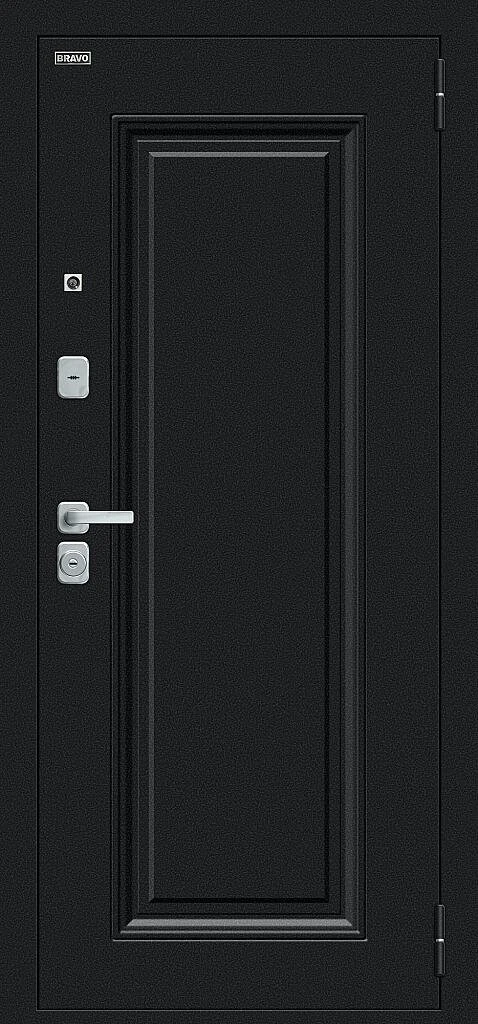 Входная дверь Флэш МФ/BChrome Букле черное/Cappuccino Melinga BR6198 внешняя сторона