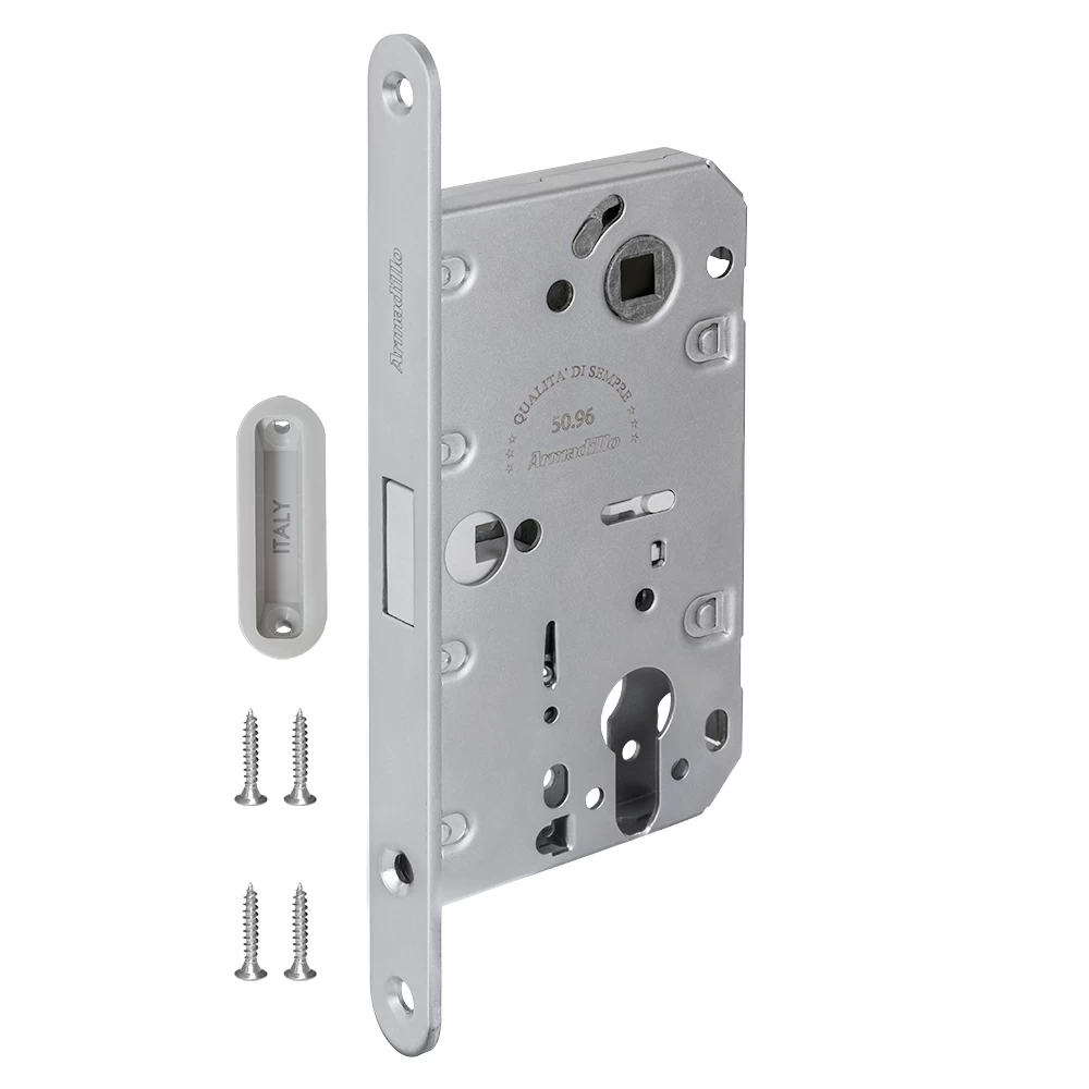 Фото Замок межкомнатный магнитный под цилиндр с ответной планкой GRAVITY G02.196.50.85 MWSC итал тисненый