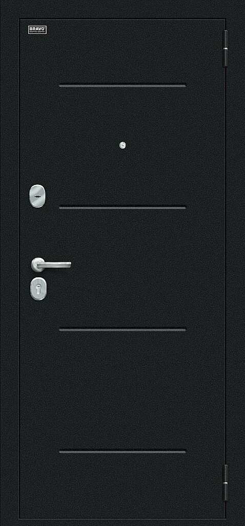 Фото Входная дверь Лайн Букле черное/Snow Art BR4633 внешняя сторона